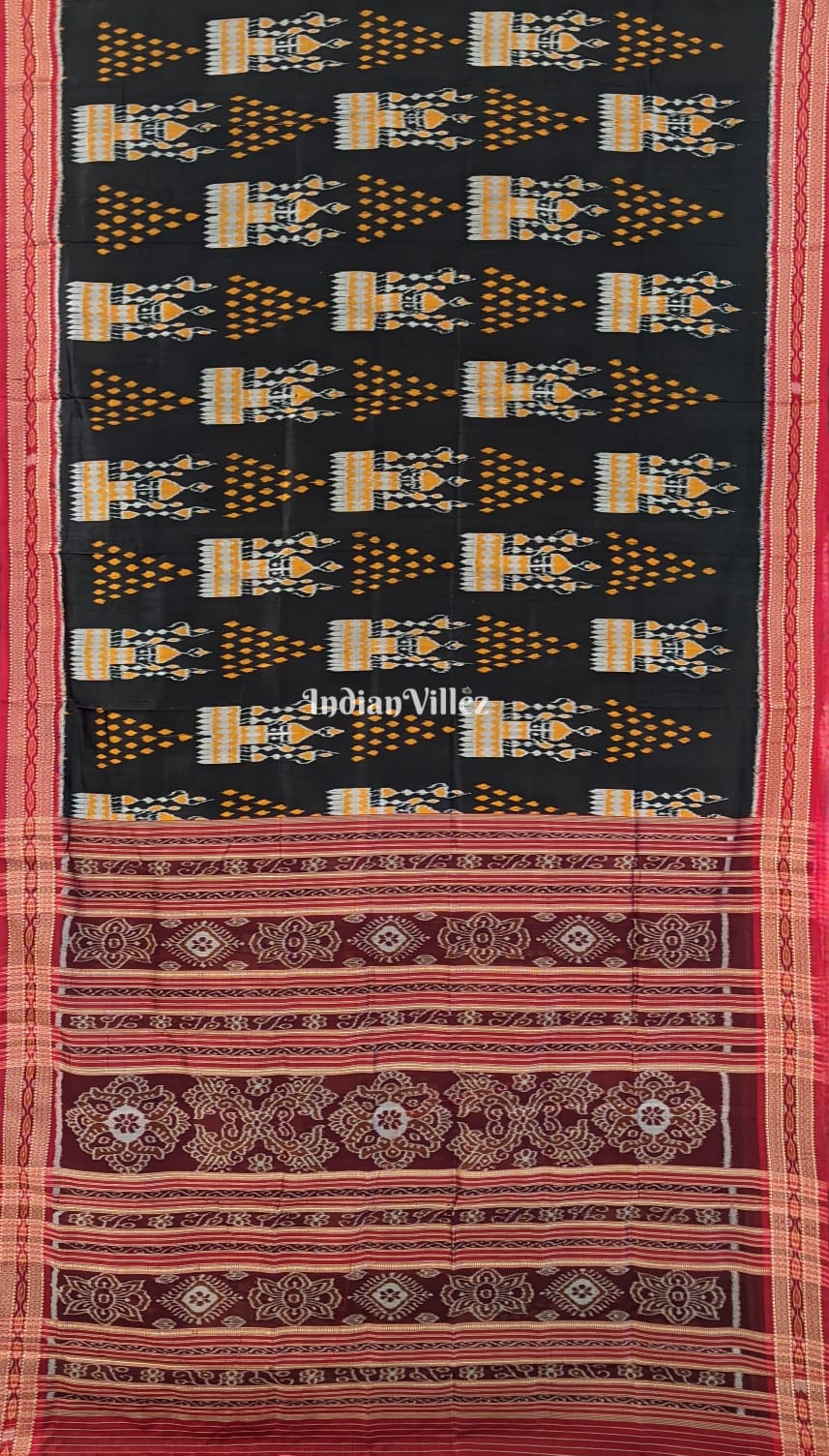 Black Tribal Jhoti Odisha Handloom Khandua Silk Saree