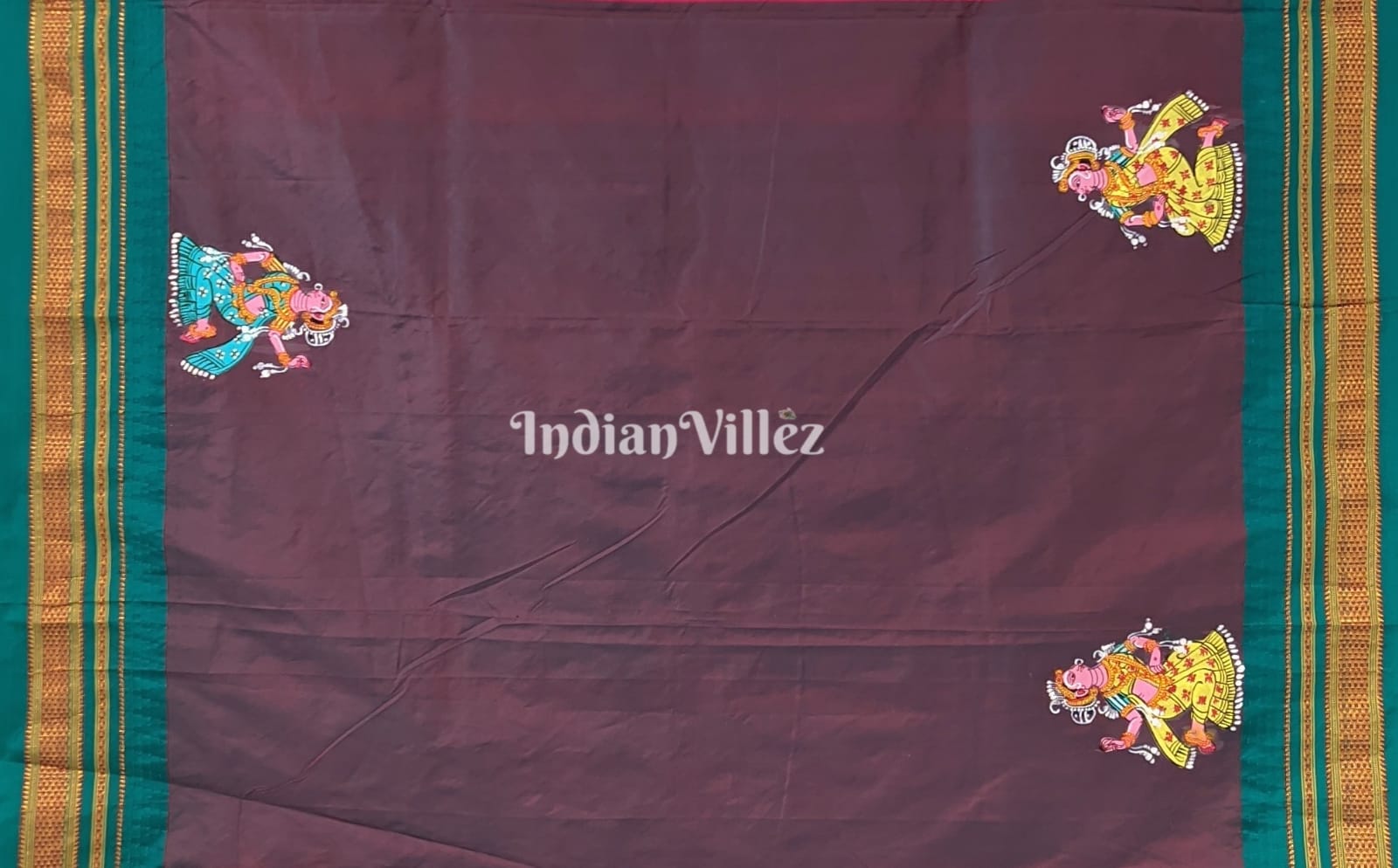 Rani Color Pattachitra South Silk Saree