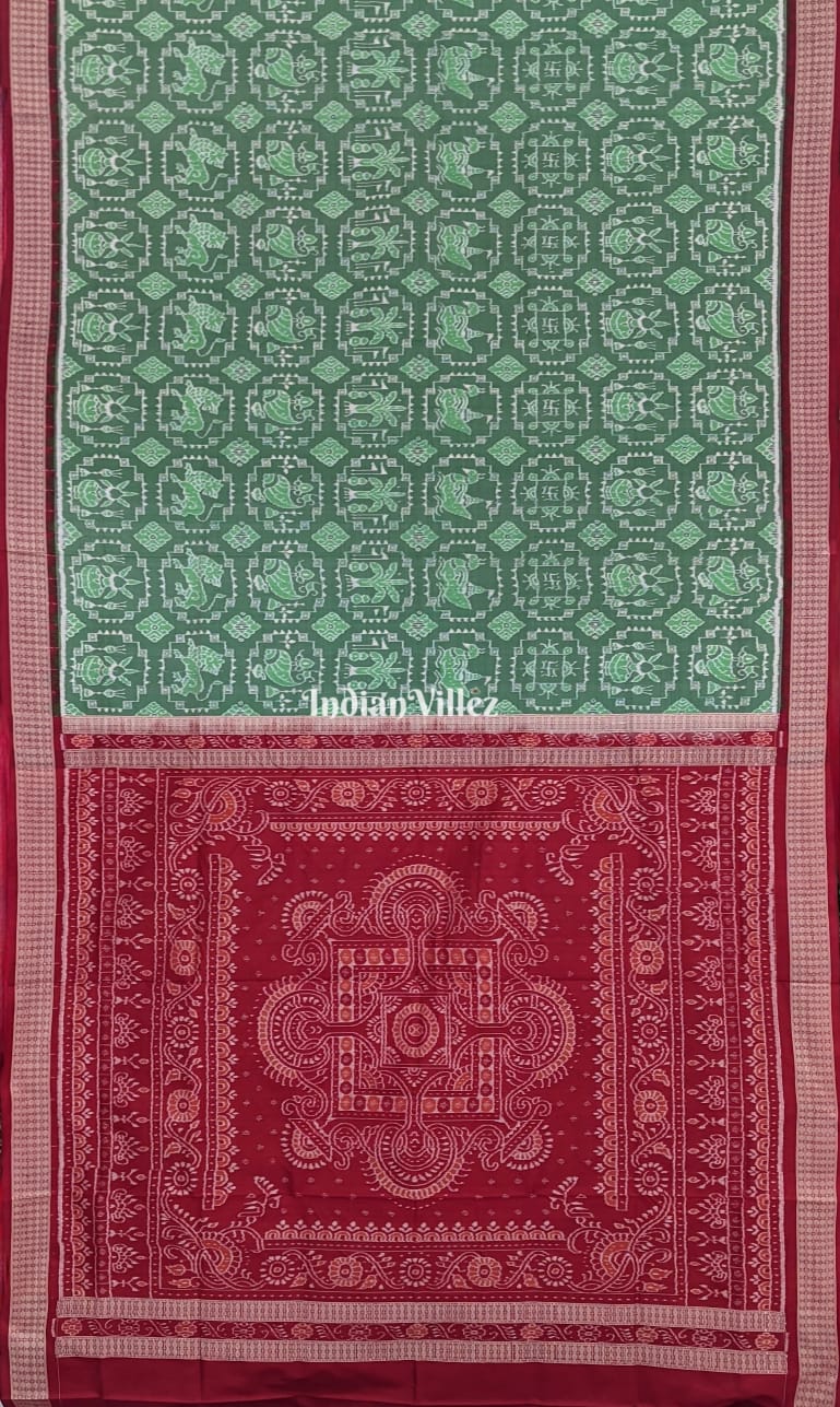 Mint Green Sambalpuri Ikat Silk Pastel Saree