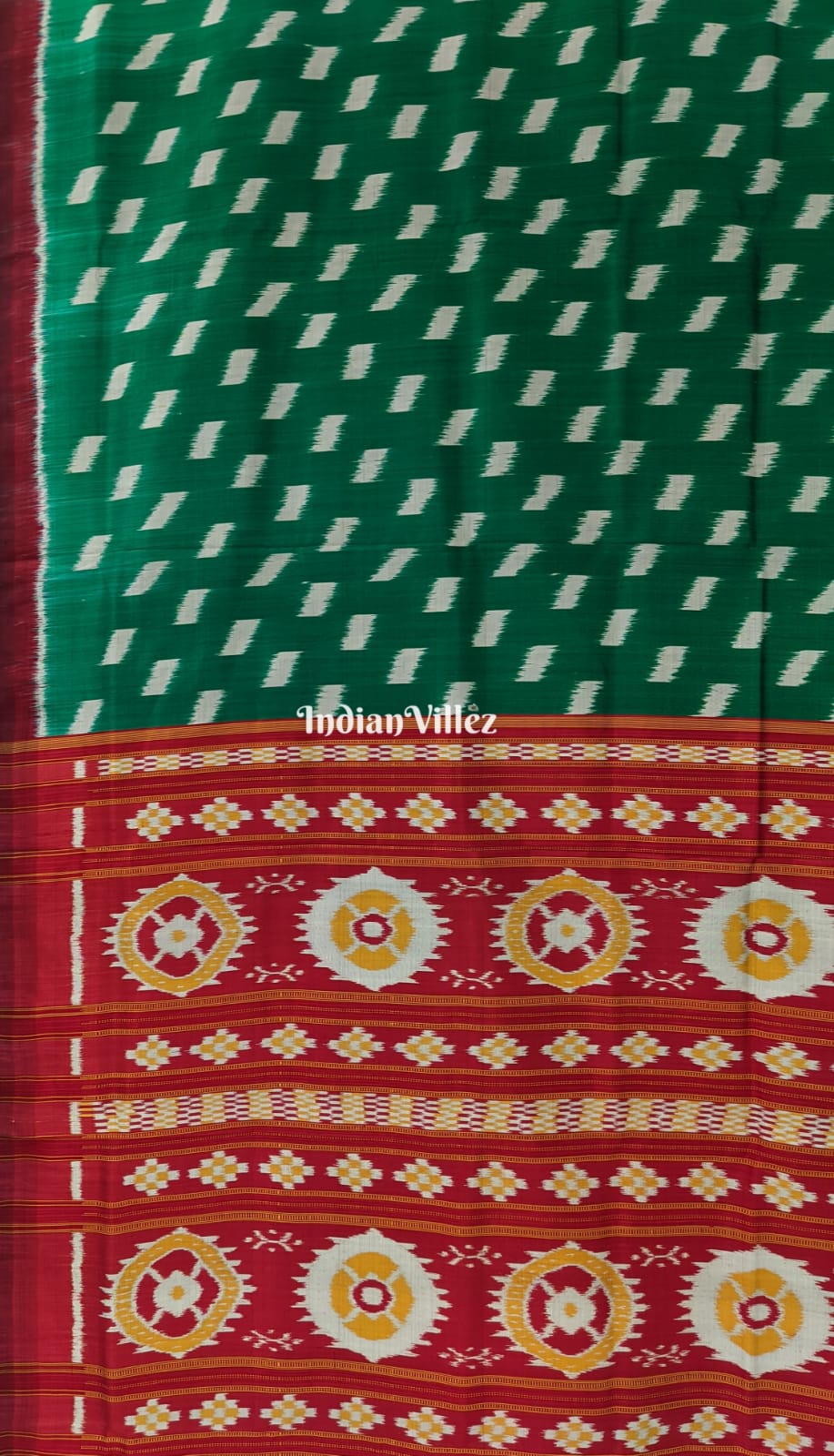 Green Contemporary Soft Sambalpuri Ikat Silk Saree